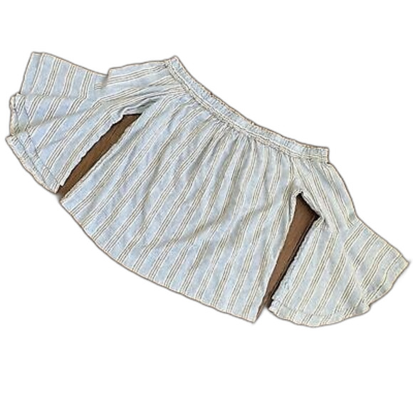 LUCKY BRAND off the shoulder bell sleeve striped top size small blue white - Picture 1 of 6